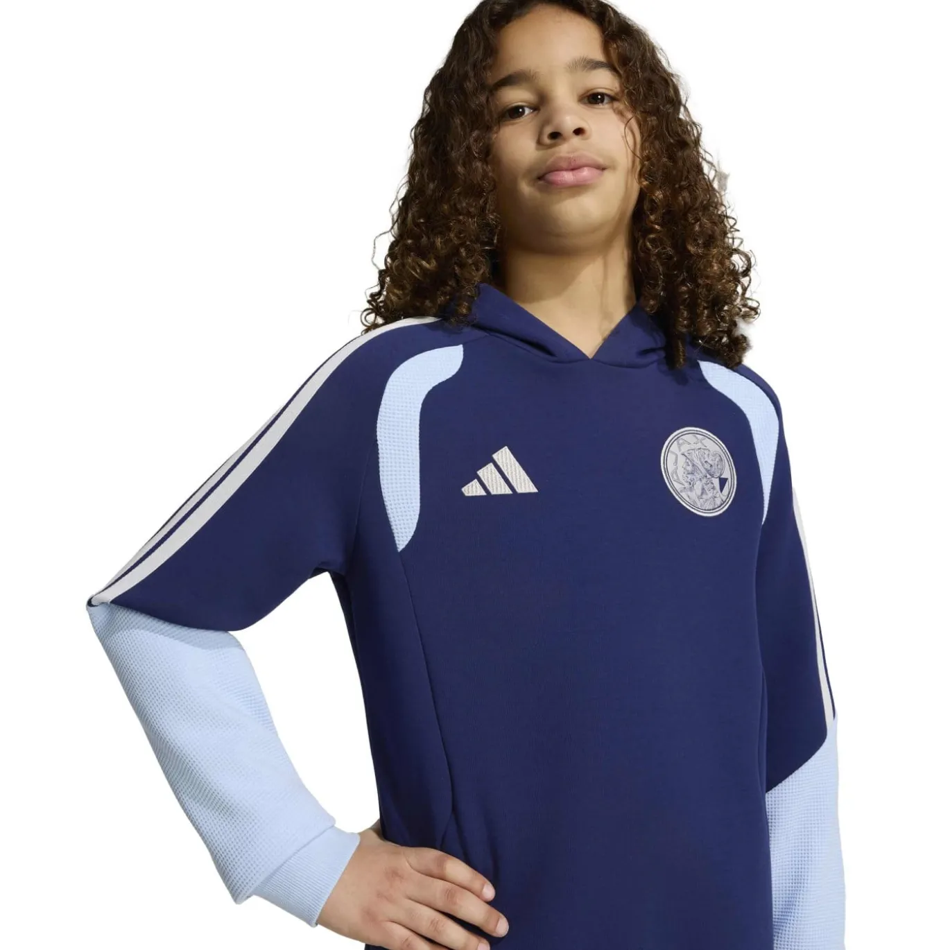 adidas Ajax Hoodie 2026-2027 Kids Donkerblauw Lichtblauw