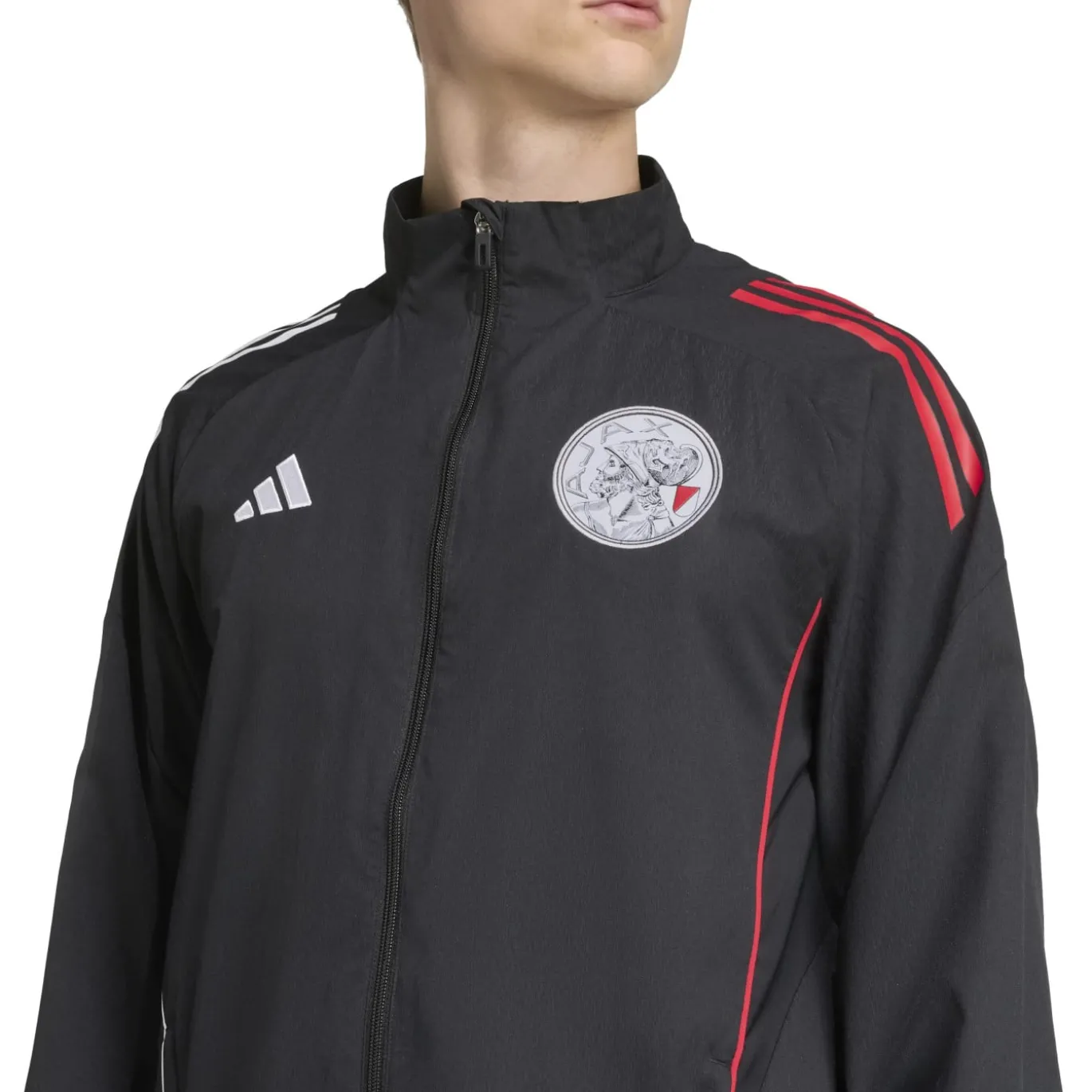 adidas Ajax Presentatie Trainingspak Full-Zip 2025-2026 Zwart Wit Rood