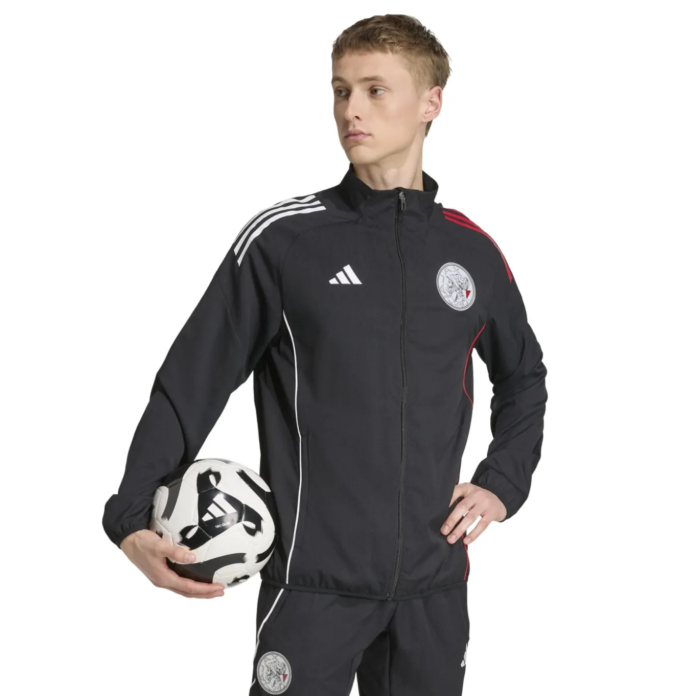 adidas Ajax Presentatie Trainingsjack 2025-2026 Zwart Wit Rood