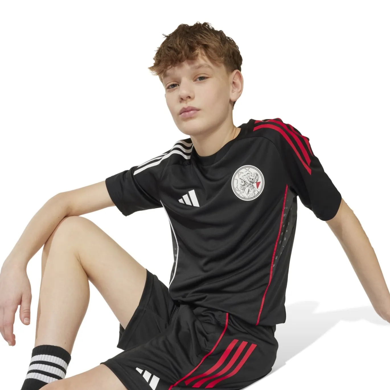 adidas Ajax Trainingsbroekje 2025-2026 Kids Zwart Wit Rood