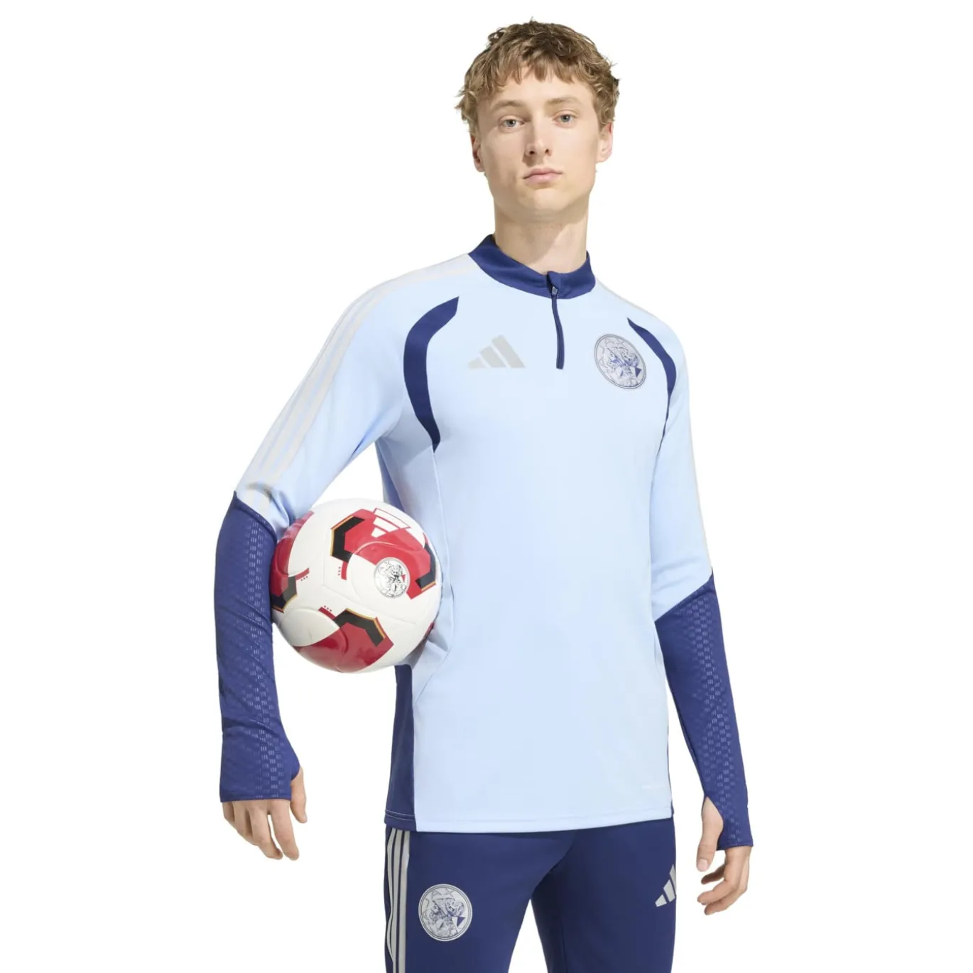 adidas Ajax Trainingstrui 1/4-Zip 2026-2027 Lichtblauw Donkerblauw