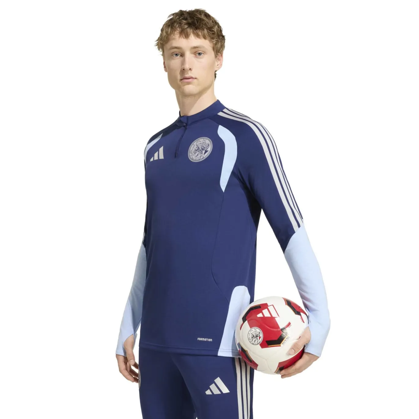 adidas Ajax Trainingstrui 1/4-Zip 2026-2027 Donkerblauw Lichtblauw