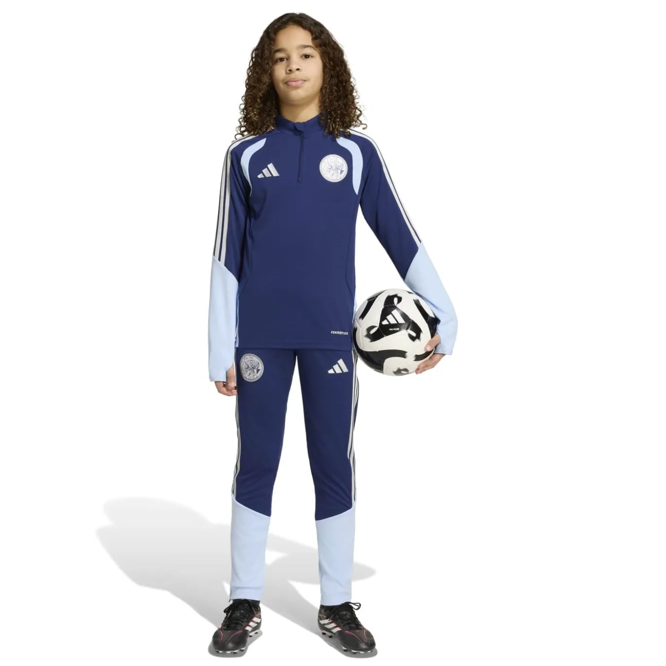 adidas Ajax Trainingstrui 1/4-Zip 2026-2027 Kids Donkerblauw Lichtblauw