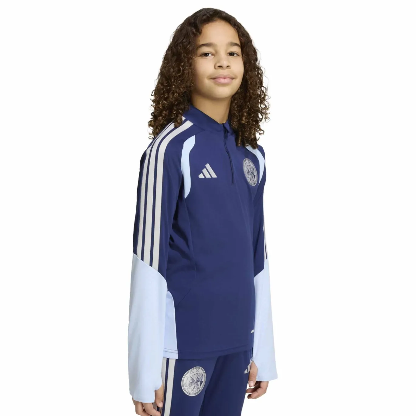 adidas Ajax Trainingstrui 1/4-Zip 2026-2027 Kids Donkerblauw Lichtblauw