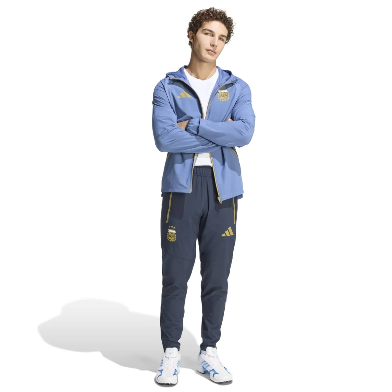 adidas Argentinië Tiro Travel Trainingspak Full-Zip 2026-2028 Blauw Donkerblauw Goud