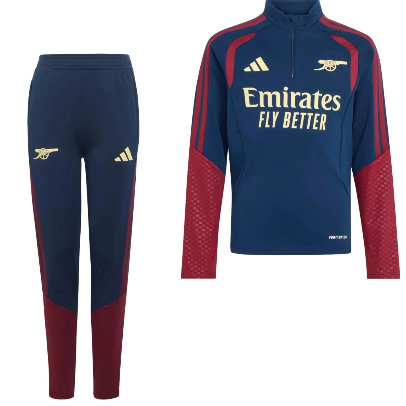 adidas Arsenal Europees Trainingspak 1/4-Zip 2026-2027 Kids Donkerblauw Rood Lichtgeel