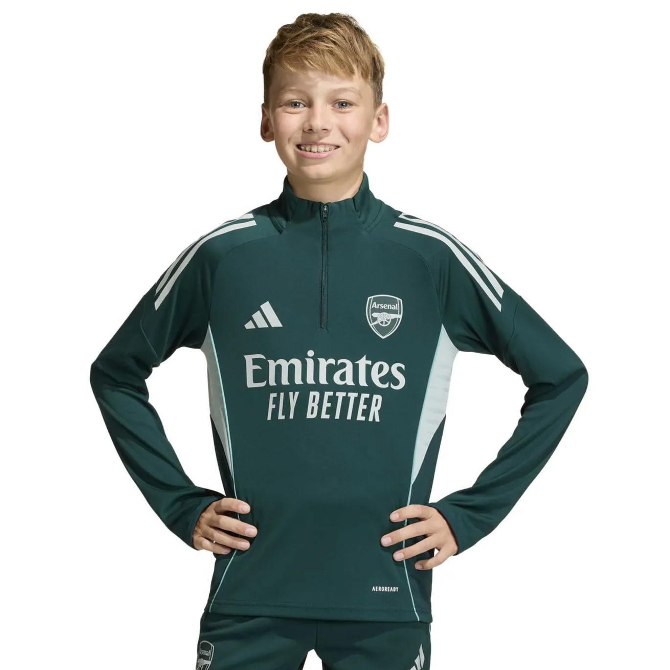 adidas Arsenal Trainingspak 1/4-Zip 2025-2026 Kids Donkergroen Grijs