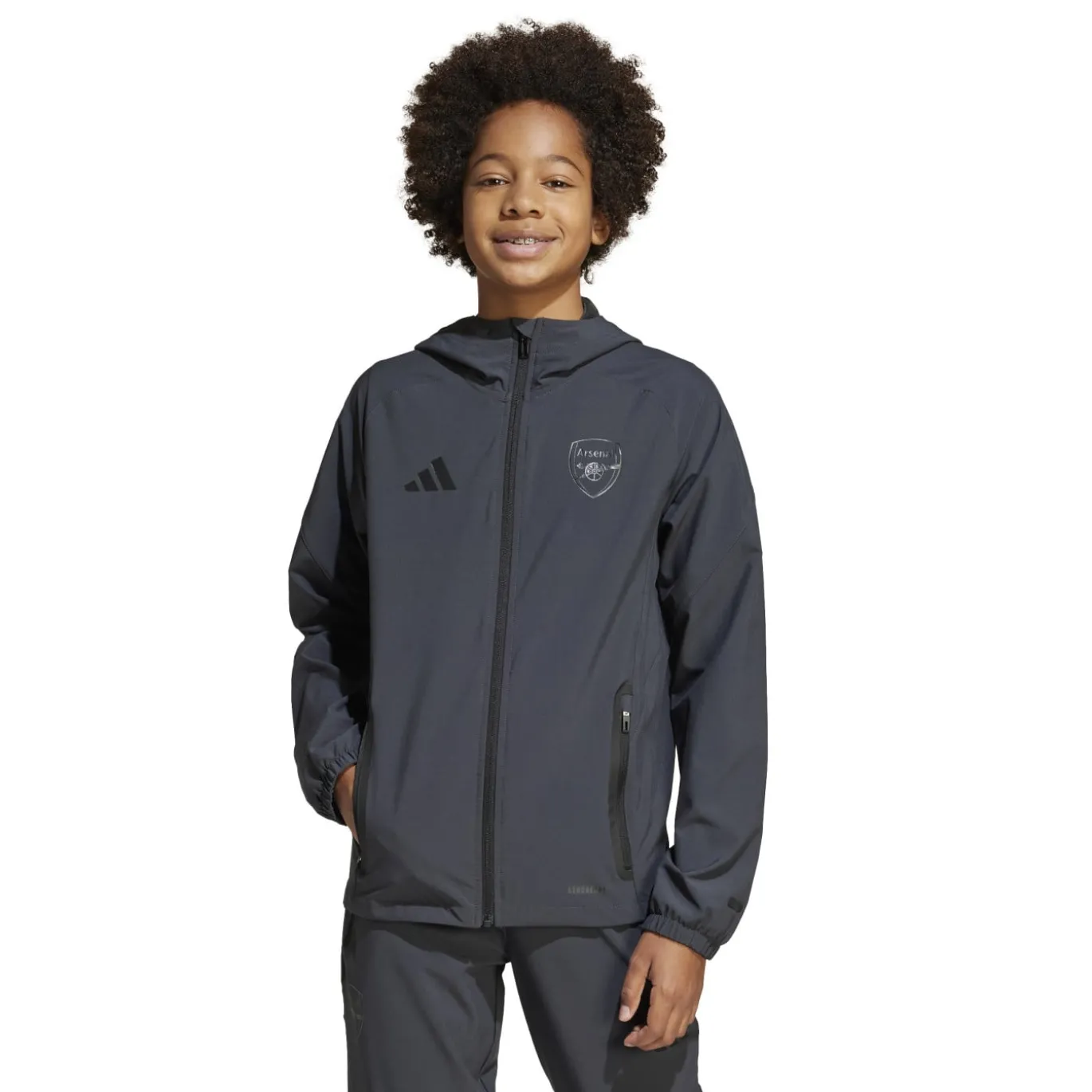 adidas Arsenal Vis Tech Trainingspak Full-Zip 2024-2025 Kids Donkergrijs