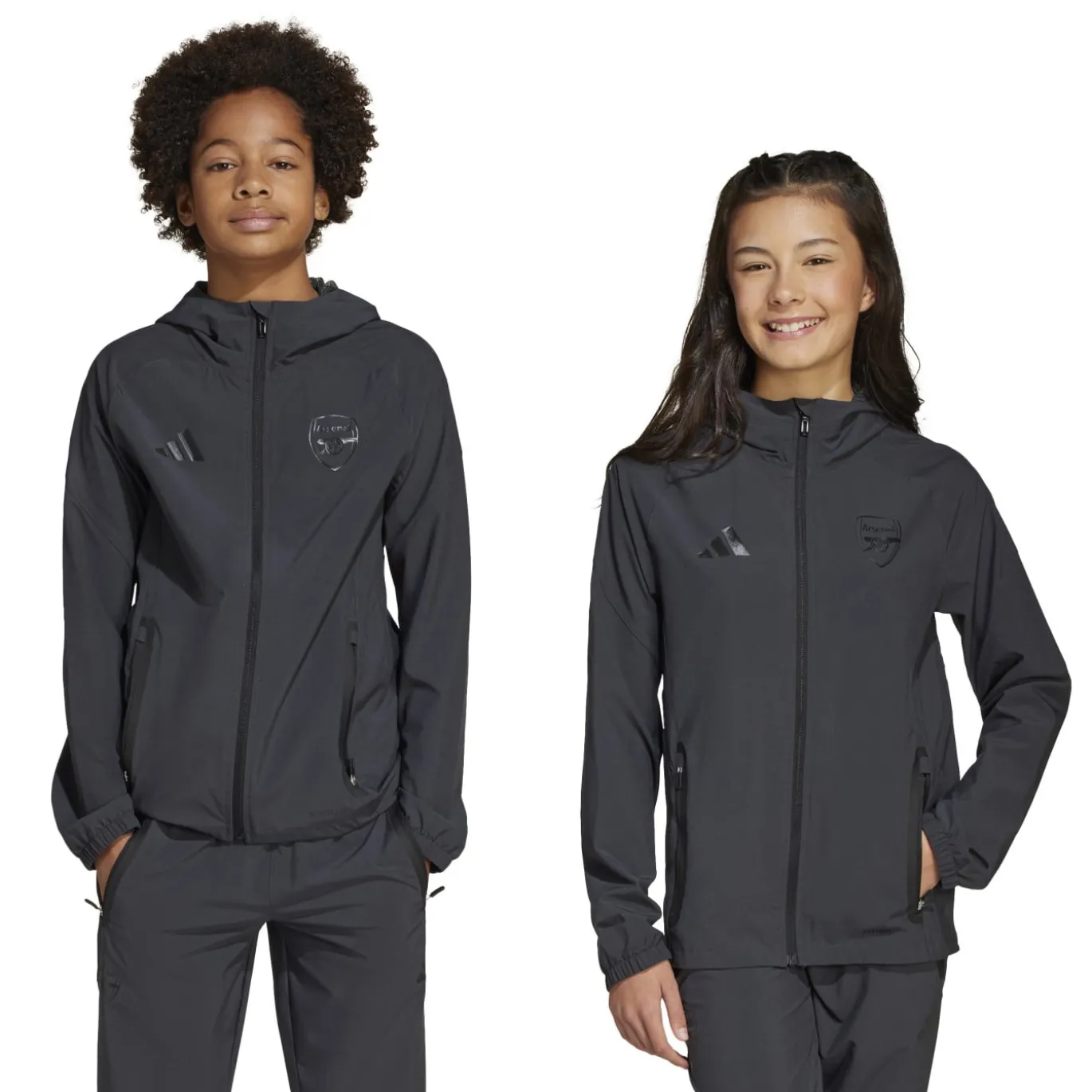 adidas Arsenal Vis Tech Trainingspak Full-Zip 2024-2025 Kids Donkergrijs