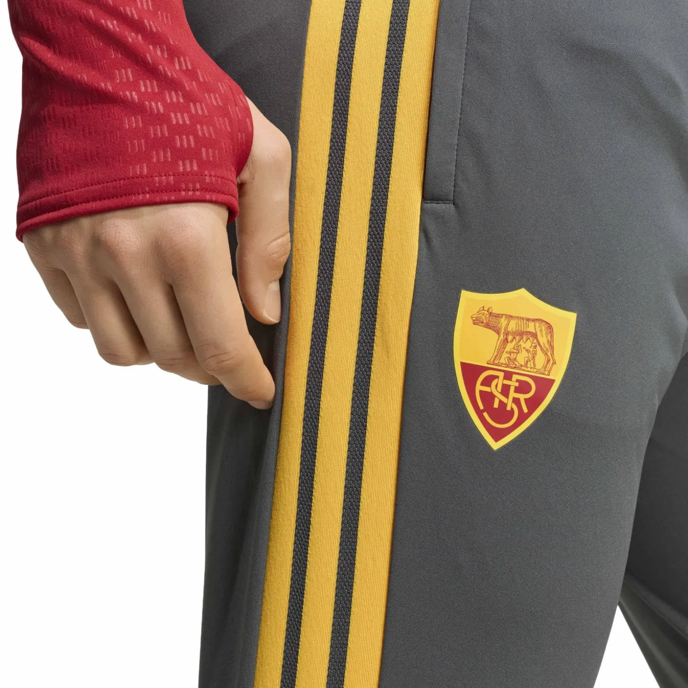 adidas AS Roma Trainingsbroek 2026-2027 Donkergrijs Rood Oranje
