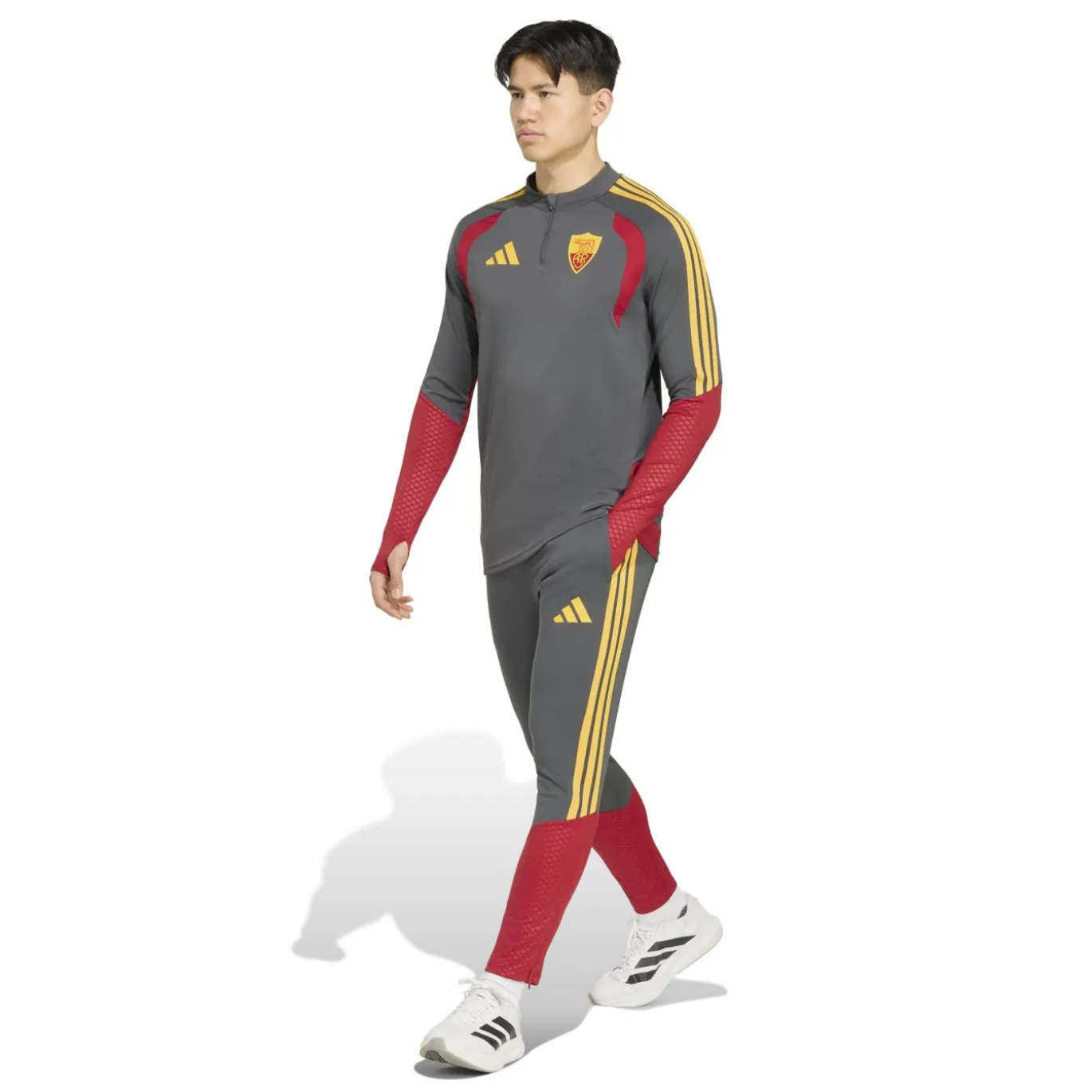 adidas AS Roma Trainingsbroek 2026-2027 Donkergrijs Rood Oranje