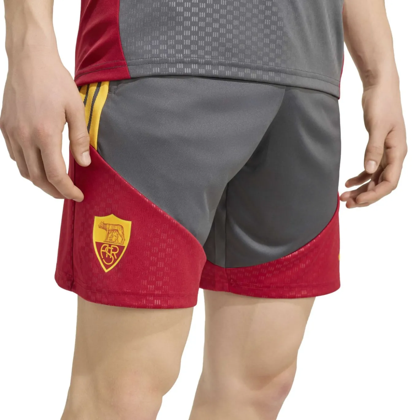 adidas AS Roma Trainingsbroekje 2026-2027 Donkergrijs Rood Oranje