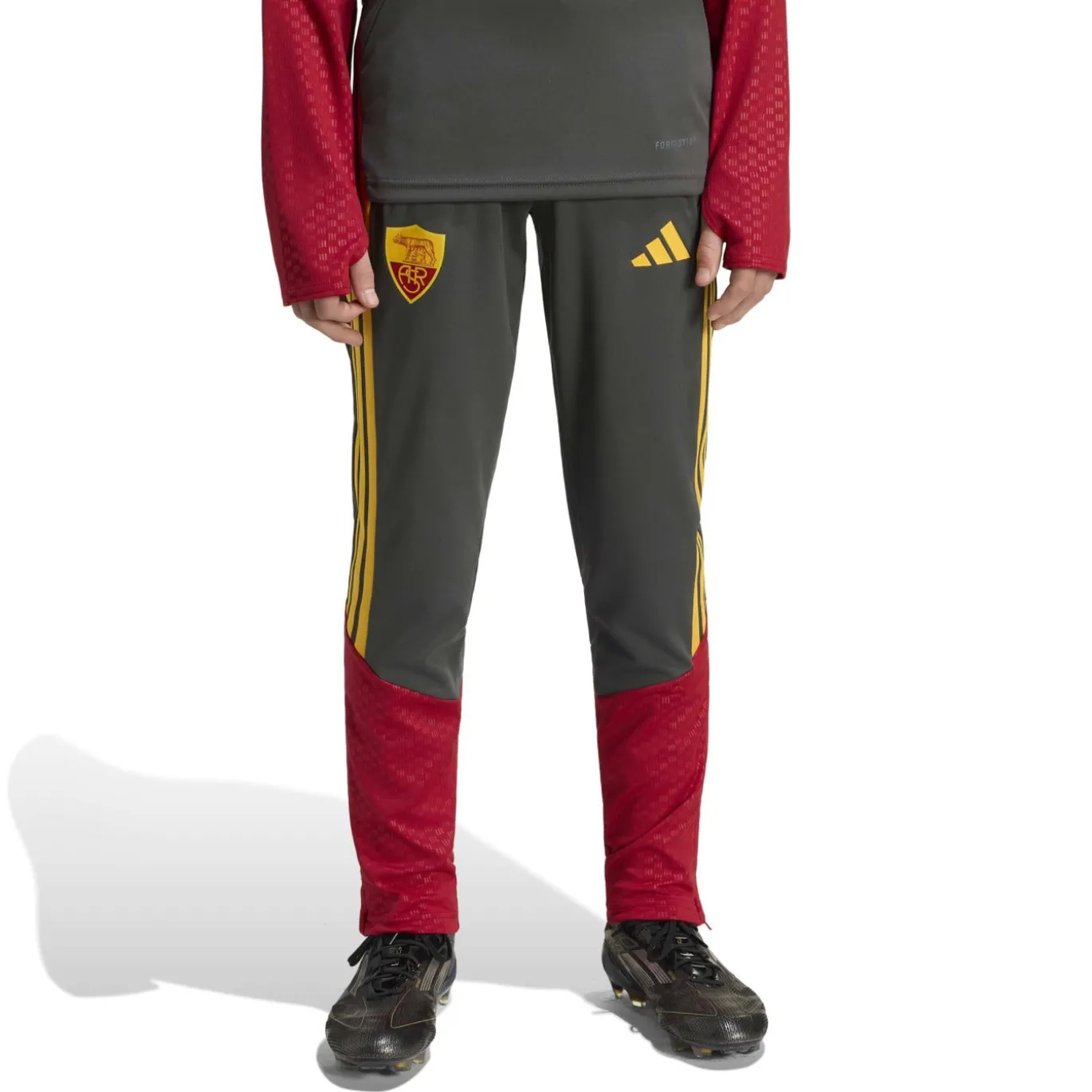 adidas AS Roma Trainingspak 1/4-Zip 2026-2027 Kids Donkergrijs Rood Oranje