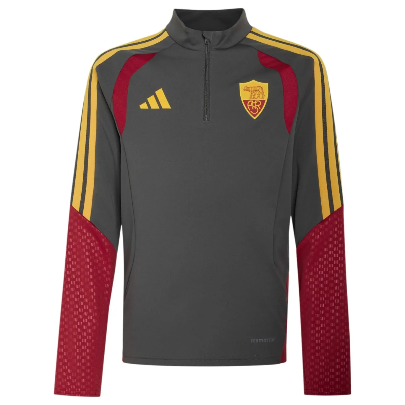 adidas AS Roma Trainingstrui 1/4-Zip 2026-2027 Kids Donkergrijs Rood Oranje