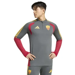 adidas AS Roma Trainingstrui 1/4-Zip 2026-2027 Donkergrijs Rood Oranje