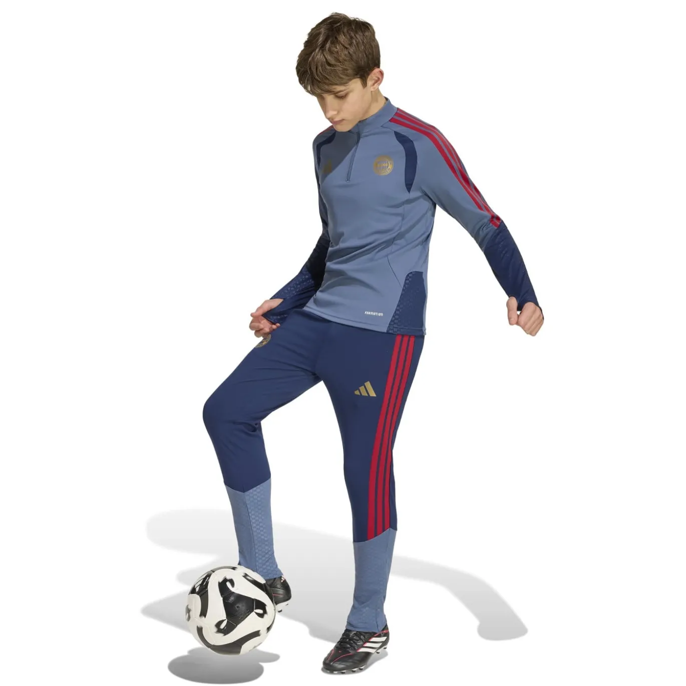 adidas Bayern München Trainingspak 1/4-Zip 2026-2027 Kids Donkerblauw Rood Goud