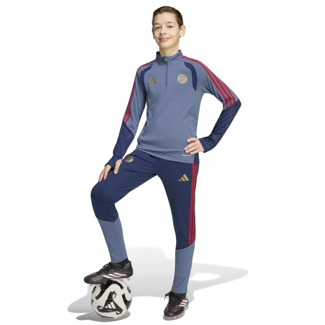 adidas Bayern München Trainingspak 1/4-Zip 2026-2027 Kids Donkerblauw Rood Goud