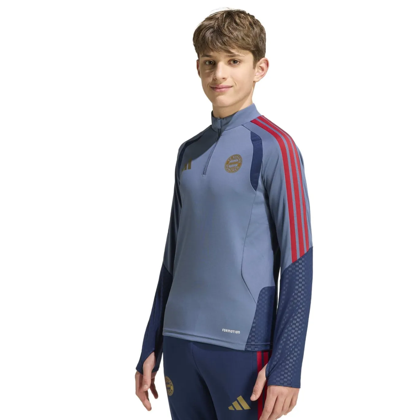 adidas Bayern München Trainingspak 1/4-Zip 2026-2027 Kids Donkerblauw Rood Goud