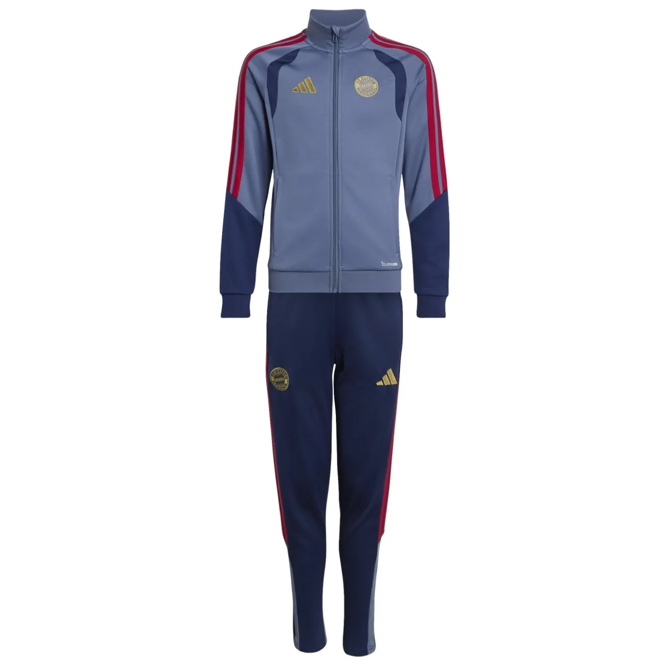 adidas Bayern München Trainingspak Full-Zip 2026-2027 Kids Donkerblauw Rood Goud