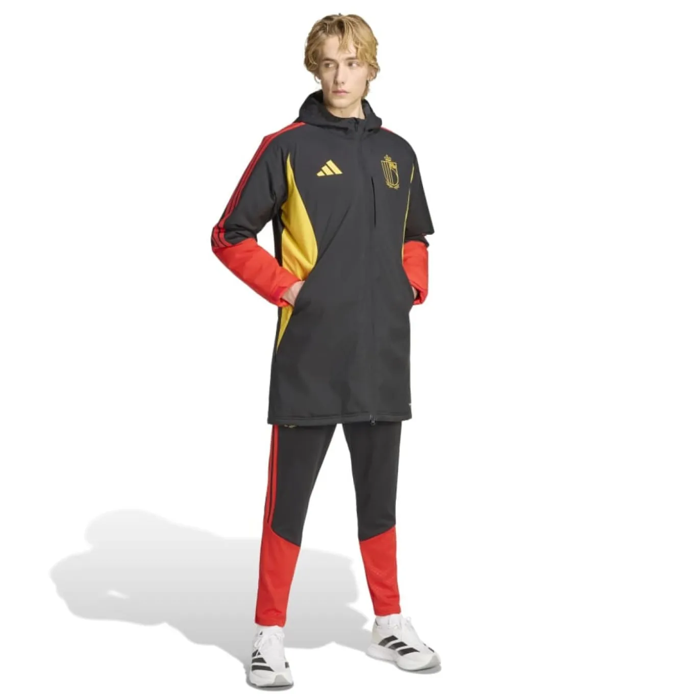 adidas België Lange Winterjas 2026-2028 Zwart Geel Rood