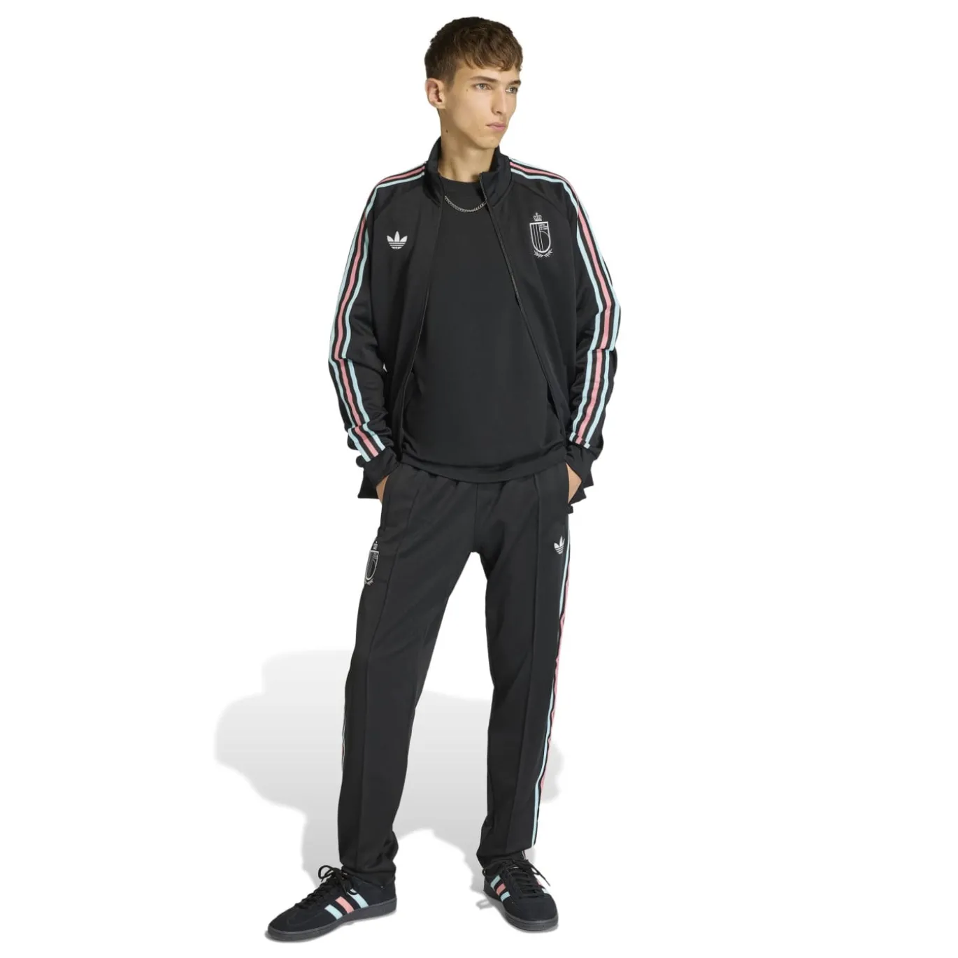 adidas België Originals Trainingspak Full-Zip Zwart Lichtblauw Roze