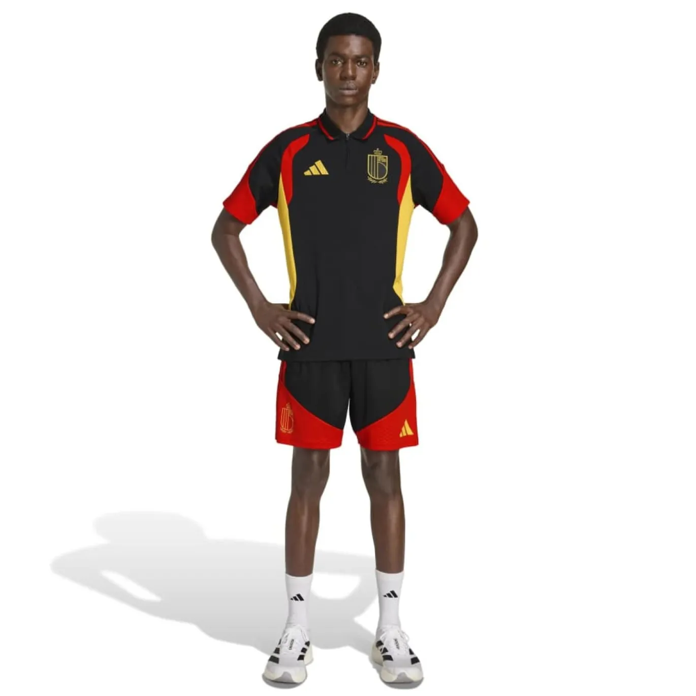 adidas België Polo 2026-2028 Zwart Geel Rood