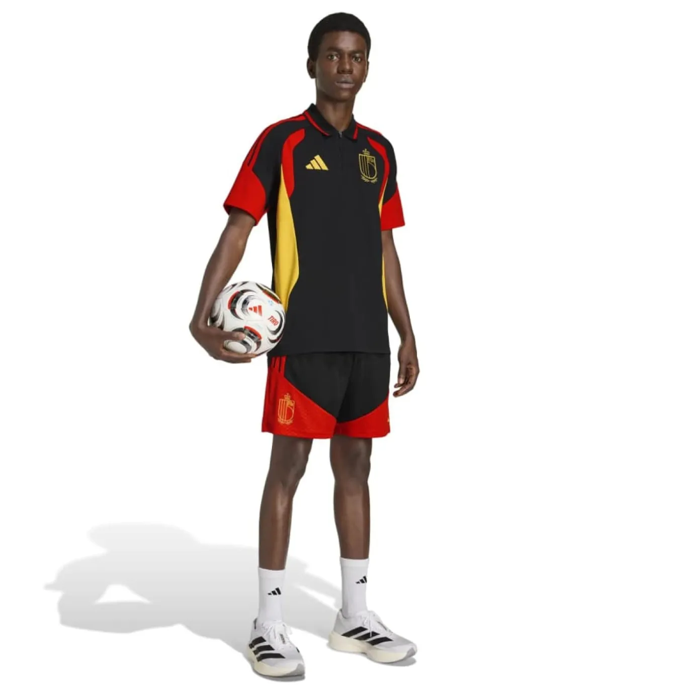 adidas België Polo 2026-2028 Zwart Geel Rood