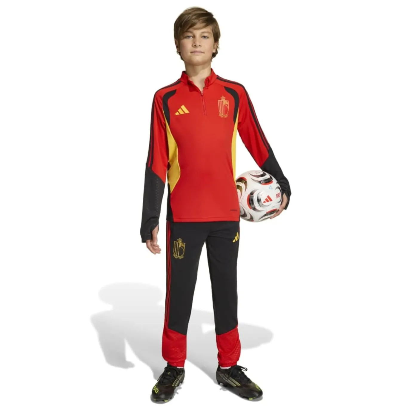 adidas België Trainingspak 1/4-Zip 2026-2028 Kids Rood Zwart Geel