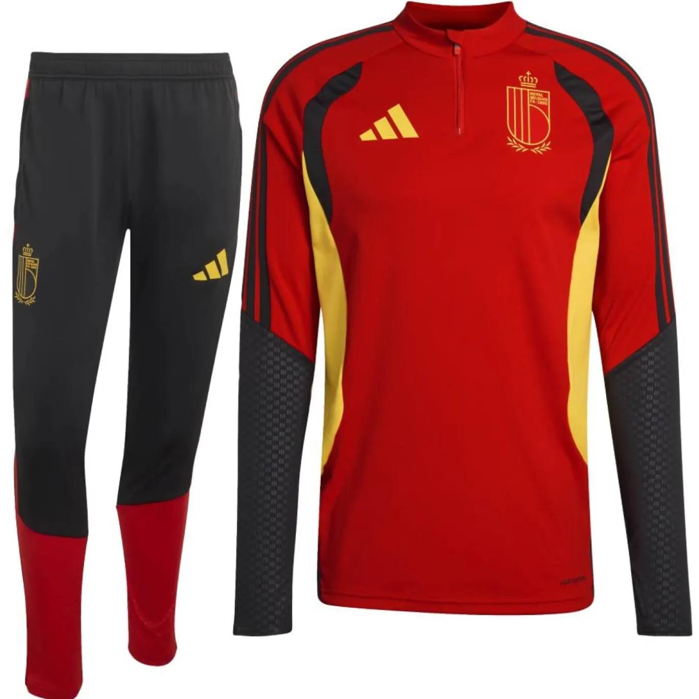 adidas België Trainingspak 1/4-Zip 2026-2028 Kids Rood Zwart Geel