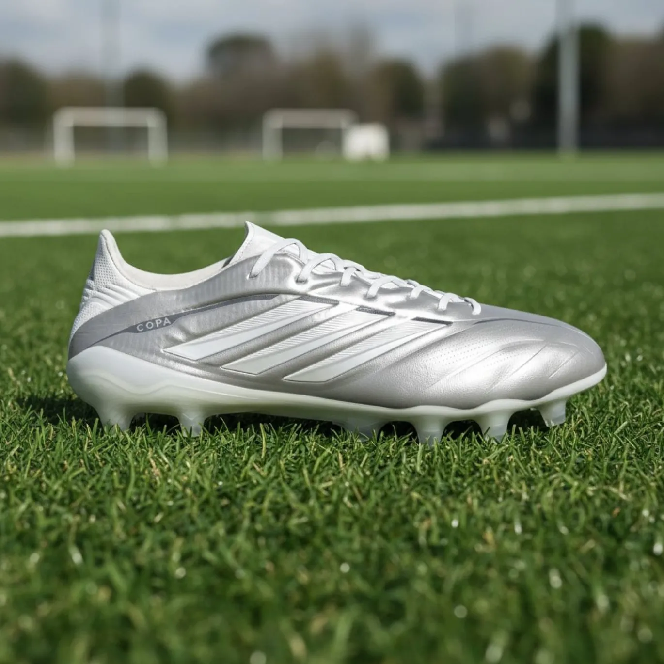 adidas Copa Pure IV Elite Gras Voetbalschoenen (FG) Zilver Wit Donkergrijs