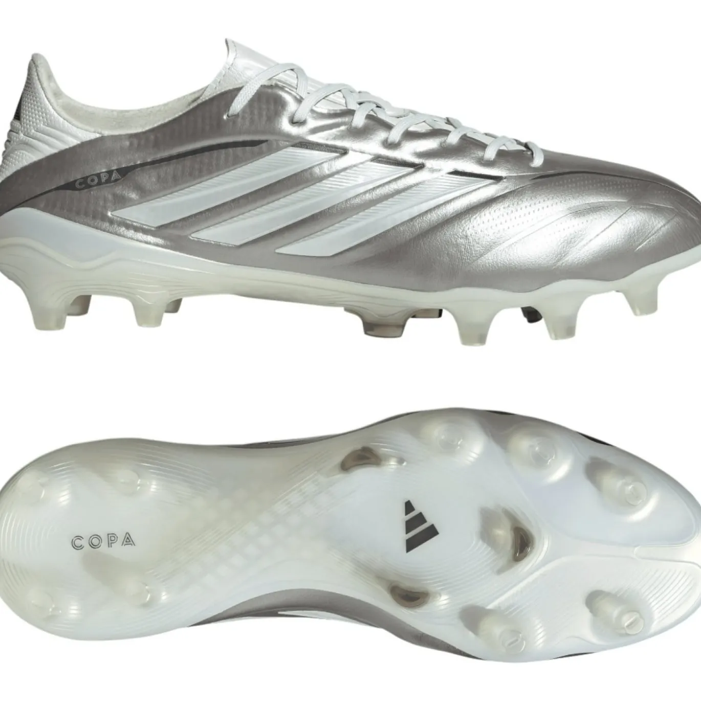 adidas Copa Pure IV Elite Gras Voetbalschoenen (FG) Zilver Wit Donkergrijs