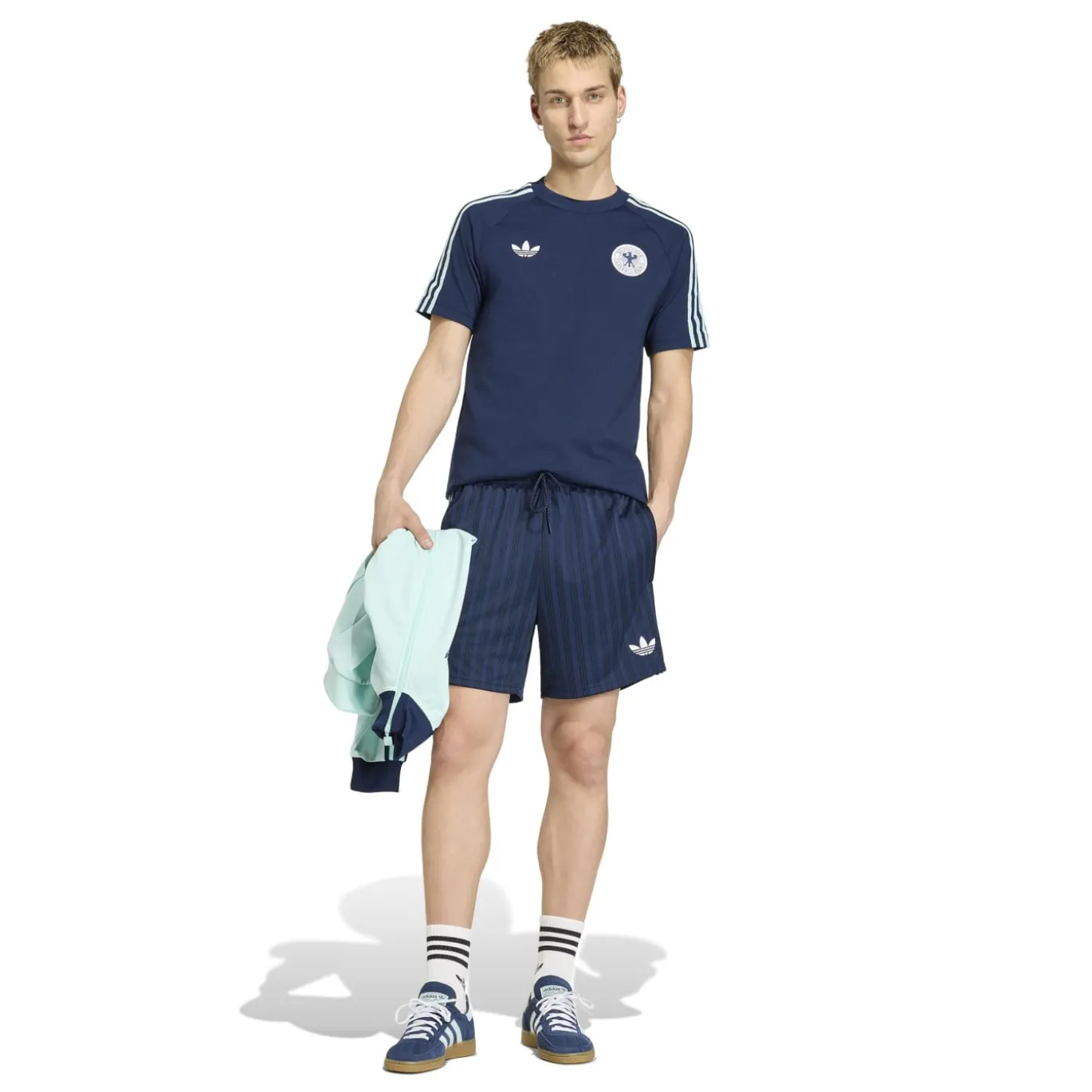 adidas Duitsland Originals T-Shirt Donkerblauw Lichtblauw Wit