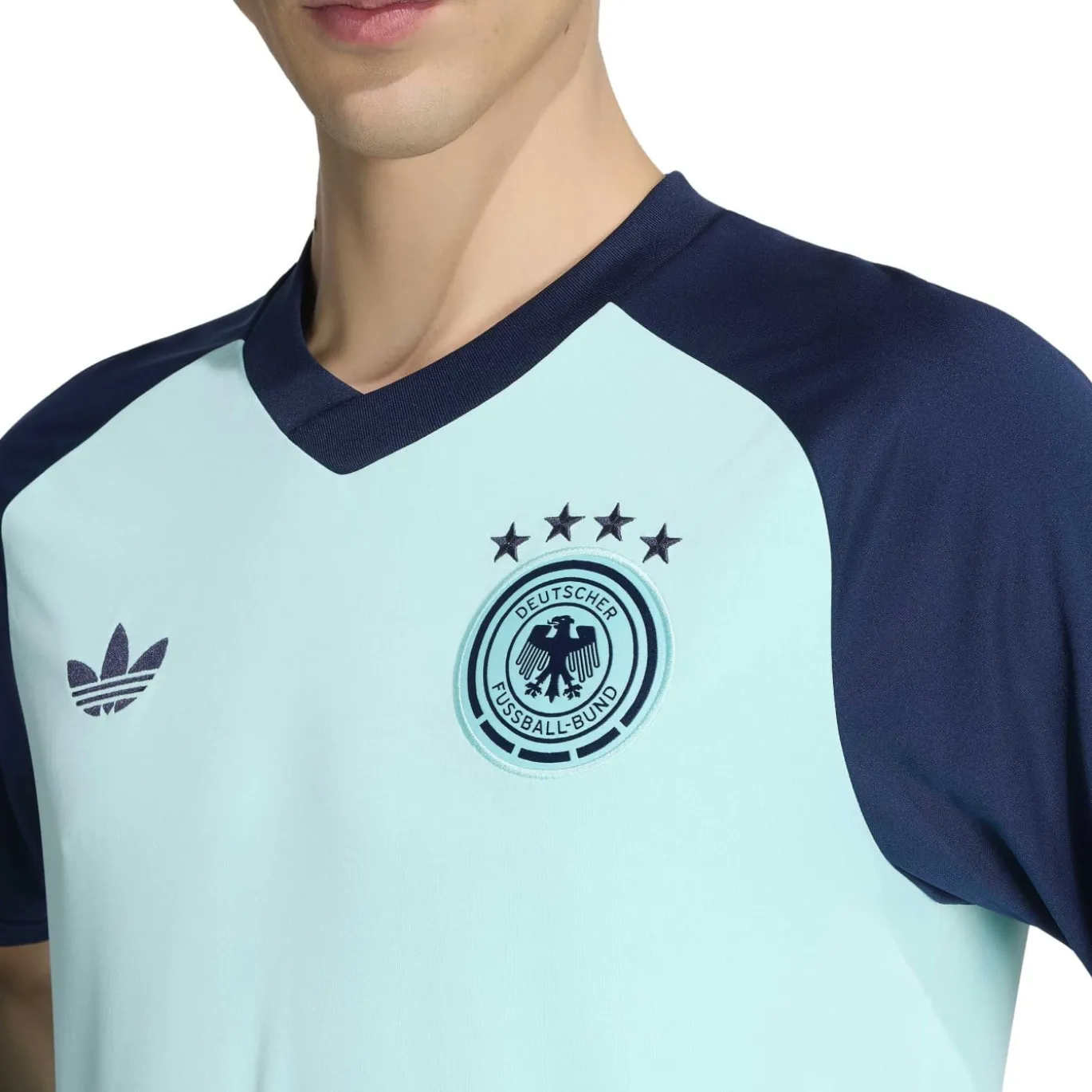 adidas Duitsland Pre-Match Trainingsshirt 2026-2028 Turquoise Donkerblauw