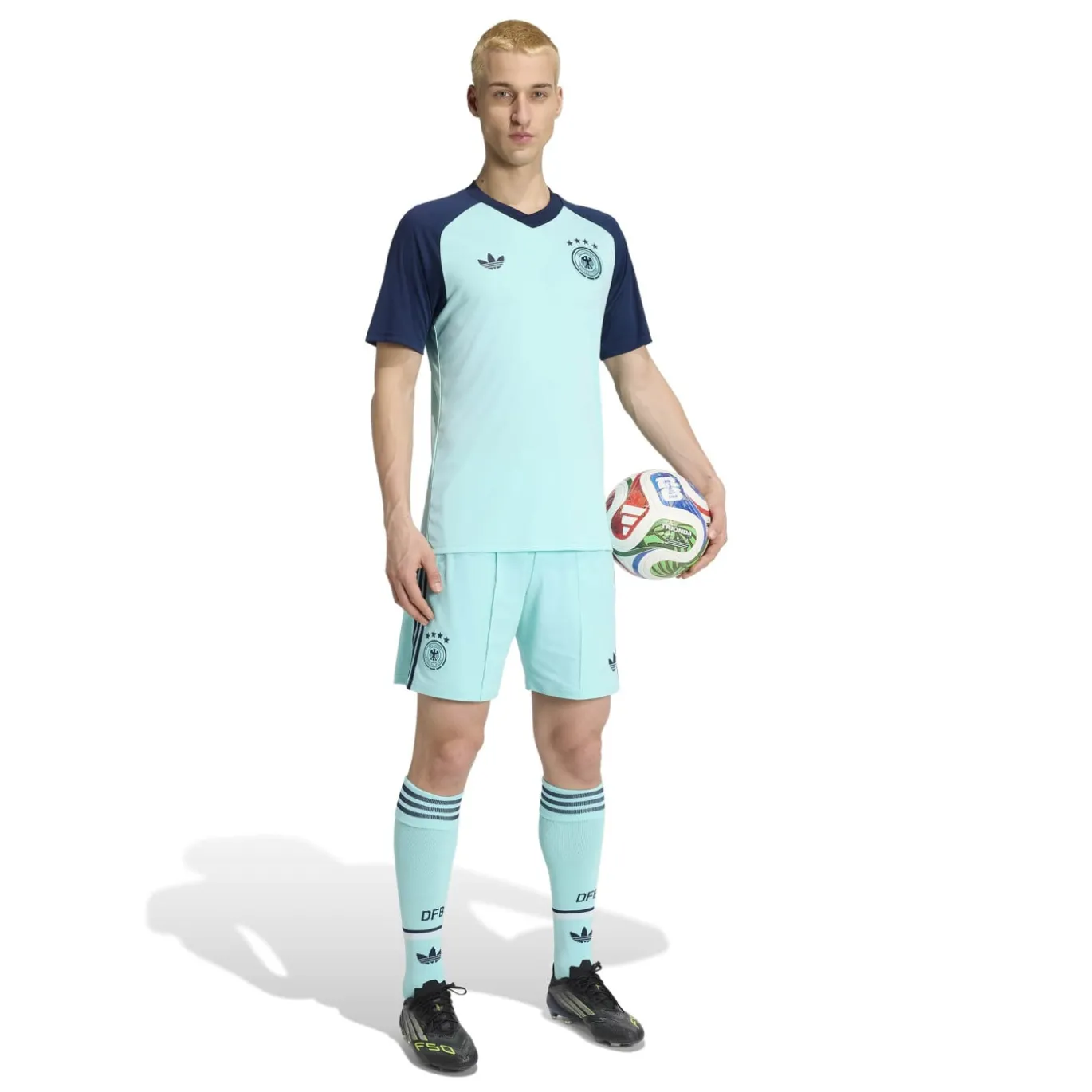 adidas Duitsland Pre-Match Trainingsshirt 2026-2028 Turquoise Donkerblauw