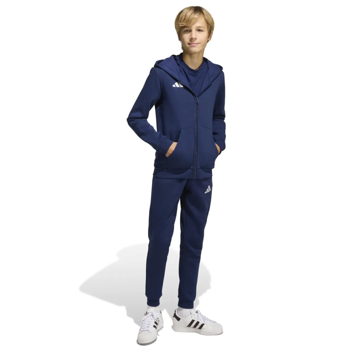 adidas Entrada 26 Hoodie Joggingpak Kids Donkerblauw Wit
