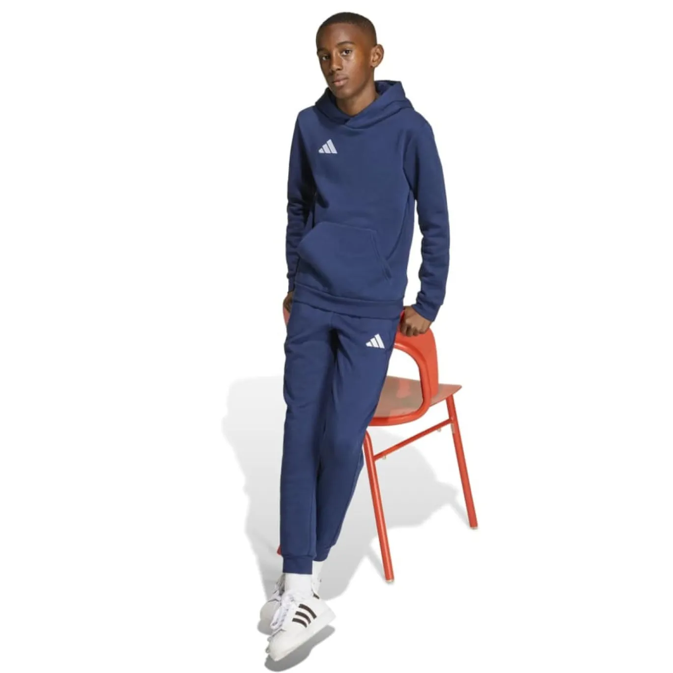 adidas Entrada 26 Hoodie Kids Donkerblauw Wit