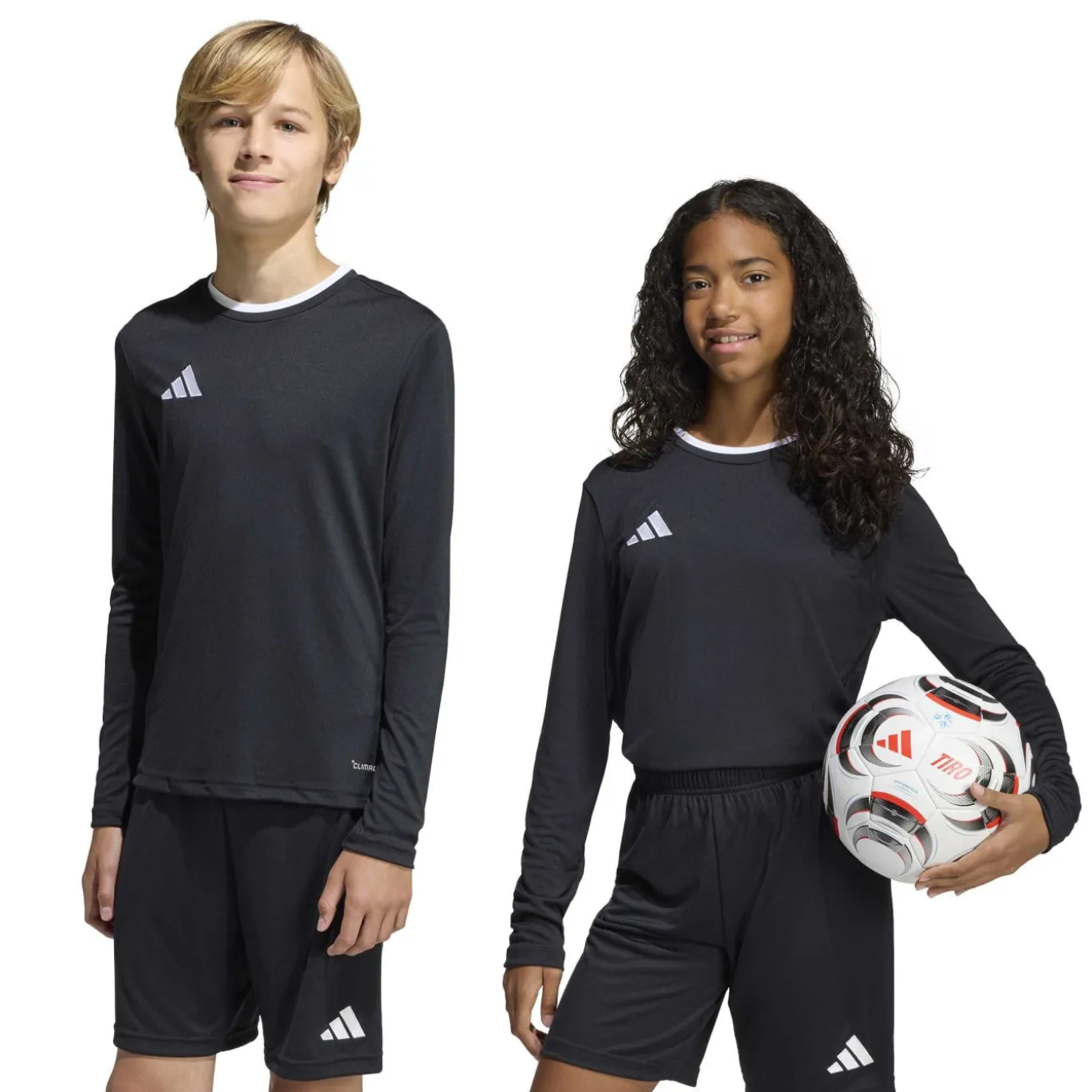 adidas Entrada 26 Voetbalshirt Lange Mouwen Kids Zwart Wit