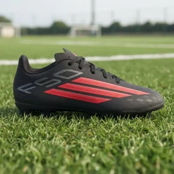 adidas F50 Club Gras / Kunstgras Voetbalschoenen (MG) Kids Zwart Rood Donkergrijs