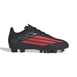 adidas F50 Club Gras / Kunstgras Voetbalschoenen (MG) Kids Zwart Rood Donkergrijs