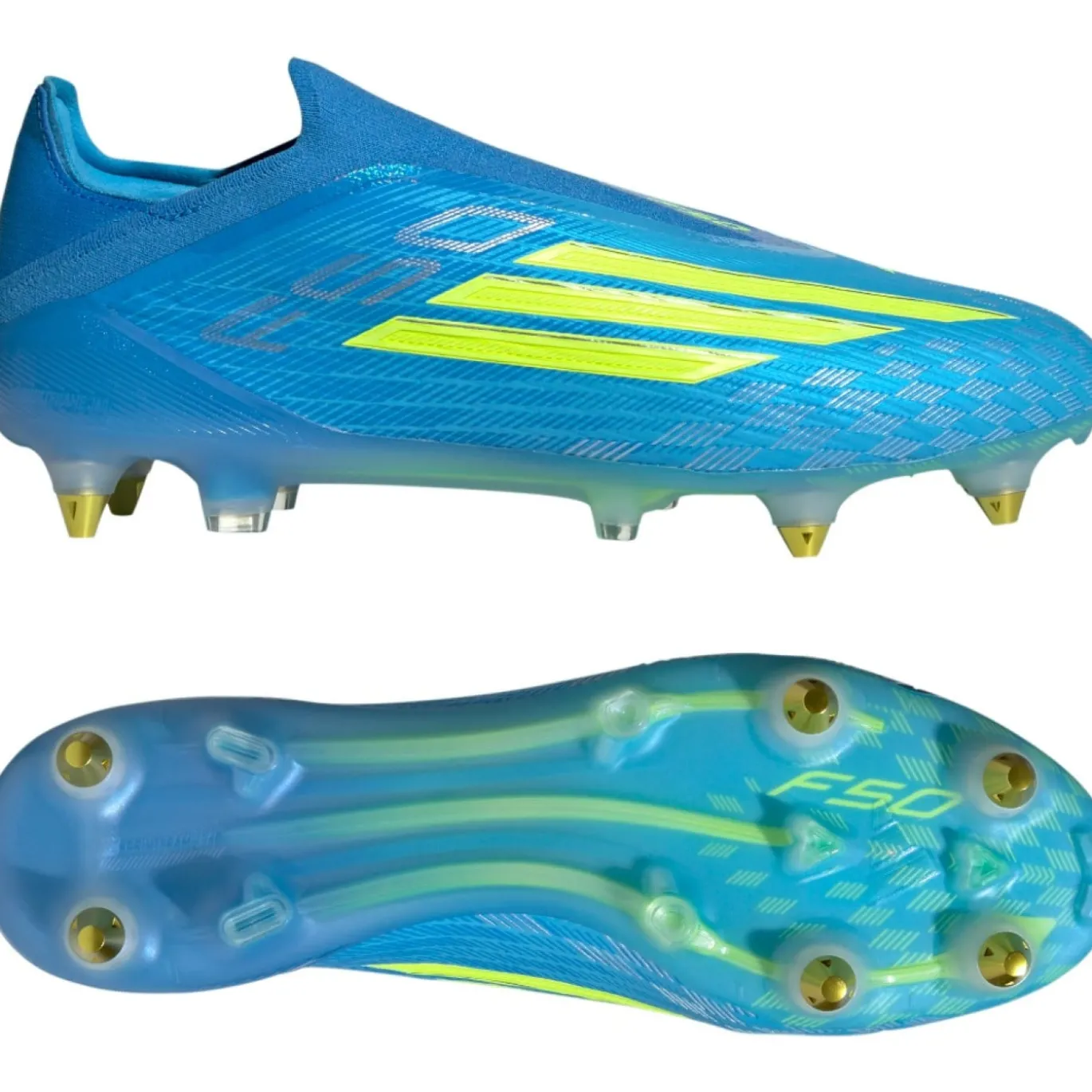 adidas F50 Elite Veterloze IJzeren-Nop Voetbalschoenen (SG) Blauw Neongeel