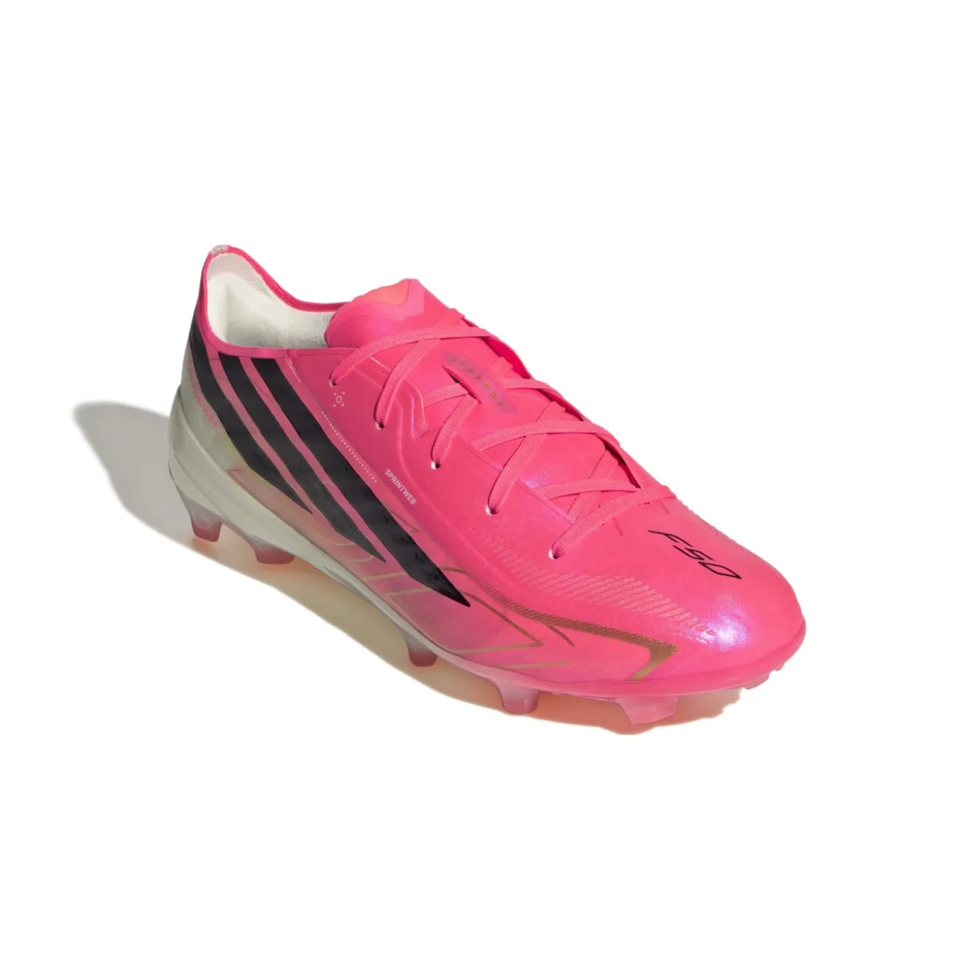 adidas F50 Hyperfast Elite Gras Voetbalschoenen (FG) Kids Felroze Zwart Goud Wit
