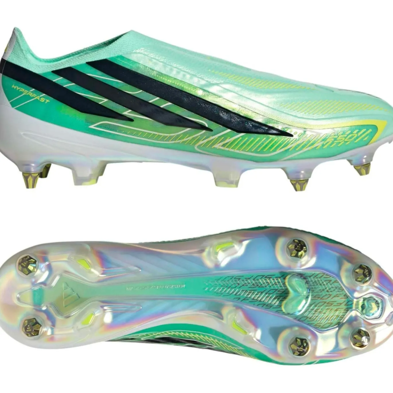adidas F50 Hyperfast Elite Veterloze IJzeren-Nop Voetbalschoenen (SG) Mintgroen Zwart Wit