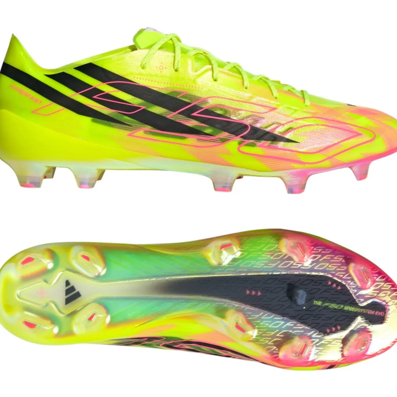 adidas F50 Hyperfast EVO Too Light Gras Voetbalschoenen (FG) Neongeel Zwart Roze