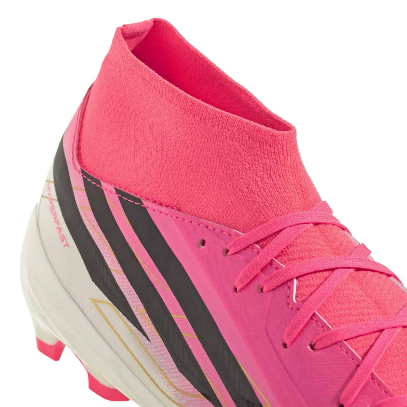adidas F50 Hyperfast League Mid Gras Voetbalschoenen (FG) Felroze Zwart Goud Wit