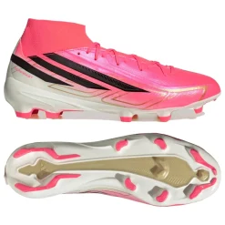 adidas F50 Hyperfast League Mid Gras Voetbalschoenen (FG) Felroze Zwart Goud Wit