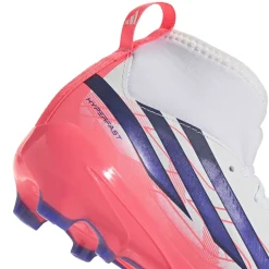 adidas F50 Hyperfast League Mid Gras Voetbalschoenen (FG) Kids Wit Paars Roze
