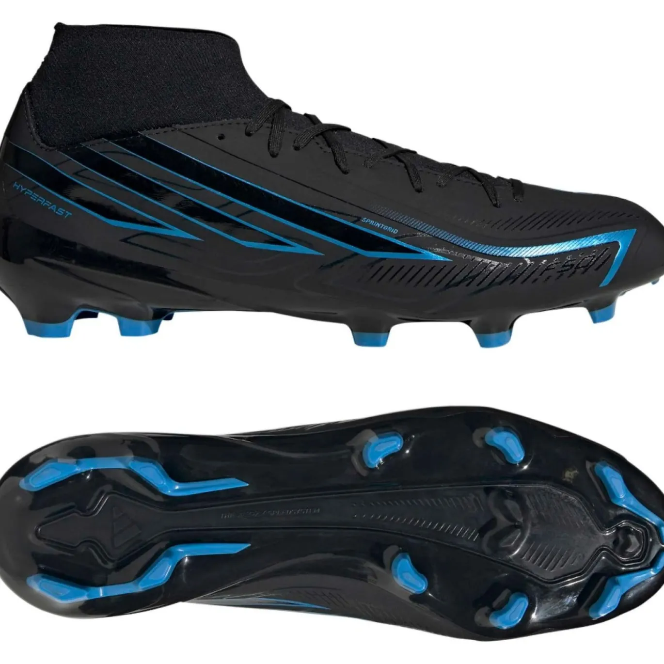 adidas F50 Hyperfast League Mid Gras Voetbalschoenen (FG) Zwart Zwart Blauw
