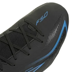 adidas F50 Hyperfast League Mid Gras Voetbalschoenen (FG) Zwart Zwart Blauw