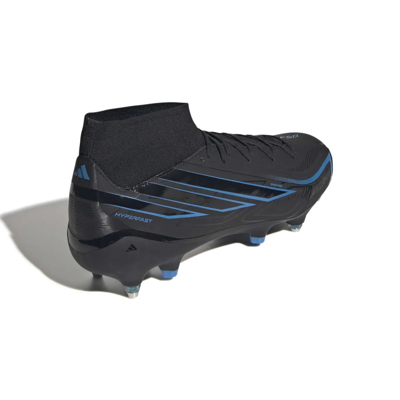 adidas F50 Hyperfast League Mid IJzeren-Nop Voetbalschoenen (SG) Zwart Zwart Blauw
