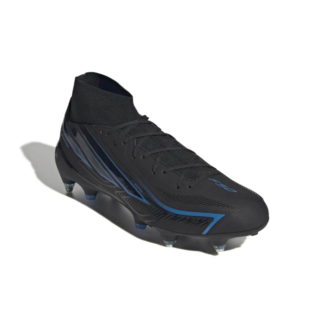 adidas F50 Hyperfast League Mid IJzeren-Nop Voetbalschoenen (SG) Zwart Zwart Blauw